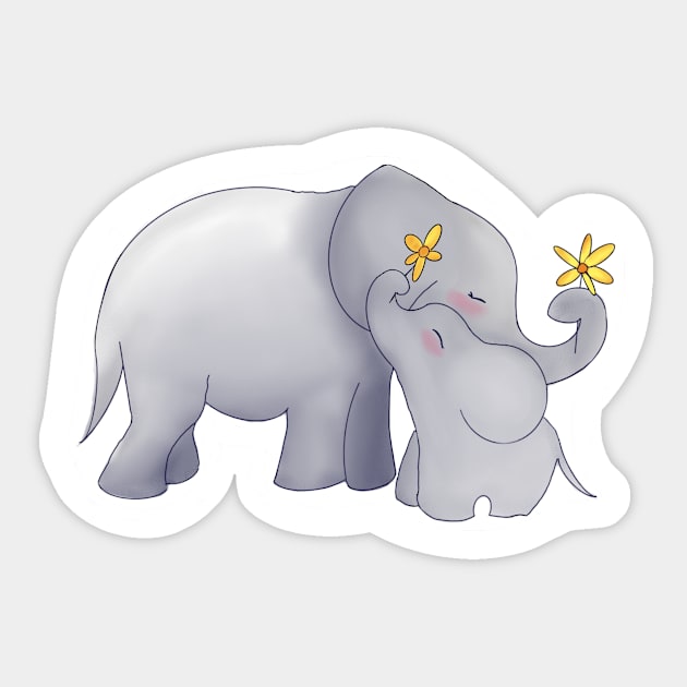 Elephants Holding Flowers Sticker by Blxxdcl0t